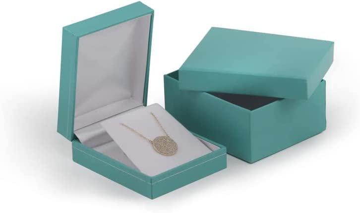 N'icePackaging - 1 Qty Elegant 2-Piece Ivory Pinstripe Pendant Jewelry Gift Box w/ Cream Insert a pre-affixed Light Golden Ribbon