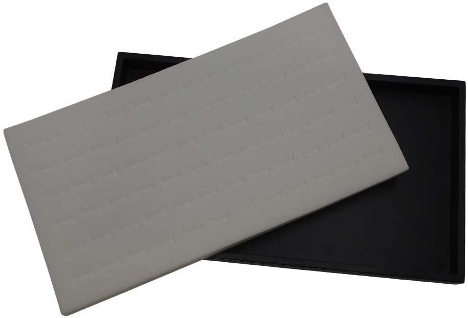 N'icePackaging 1 Qty Black Plastic Jewelry Tray w/Egyptian Blue 72 Ct Ring Foam Insert Companion - Full Size 14.75” x 8.38” x1