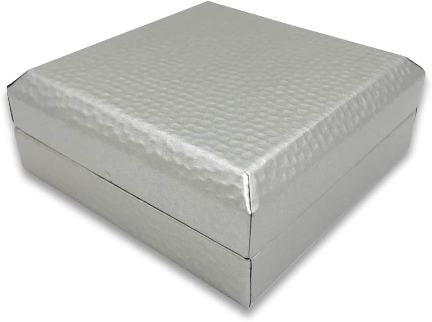 N'icePackaging - 1 Qty Elegant 2-Piece Ivory Pinstripe Pendant Jewelry Gift Box w/ Cream Insert a pre-affixed Light Golden Ribbon
