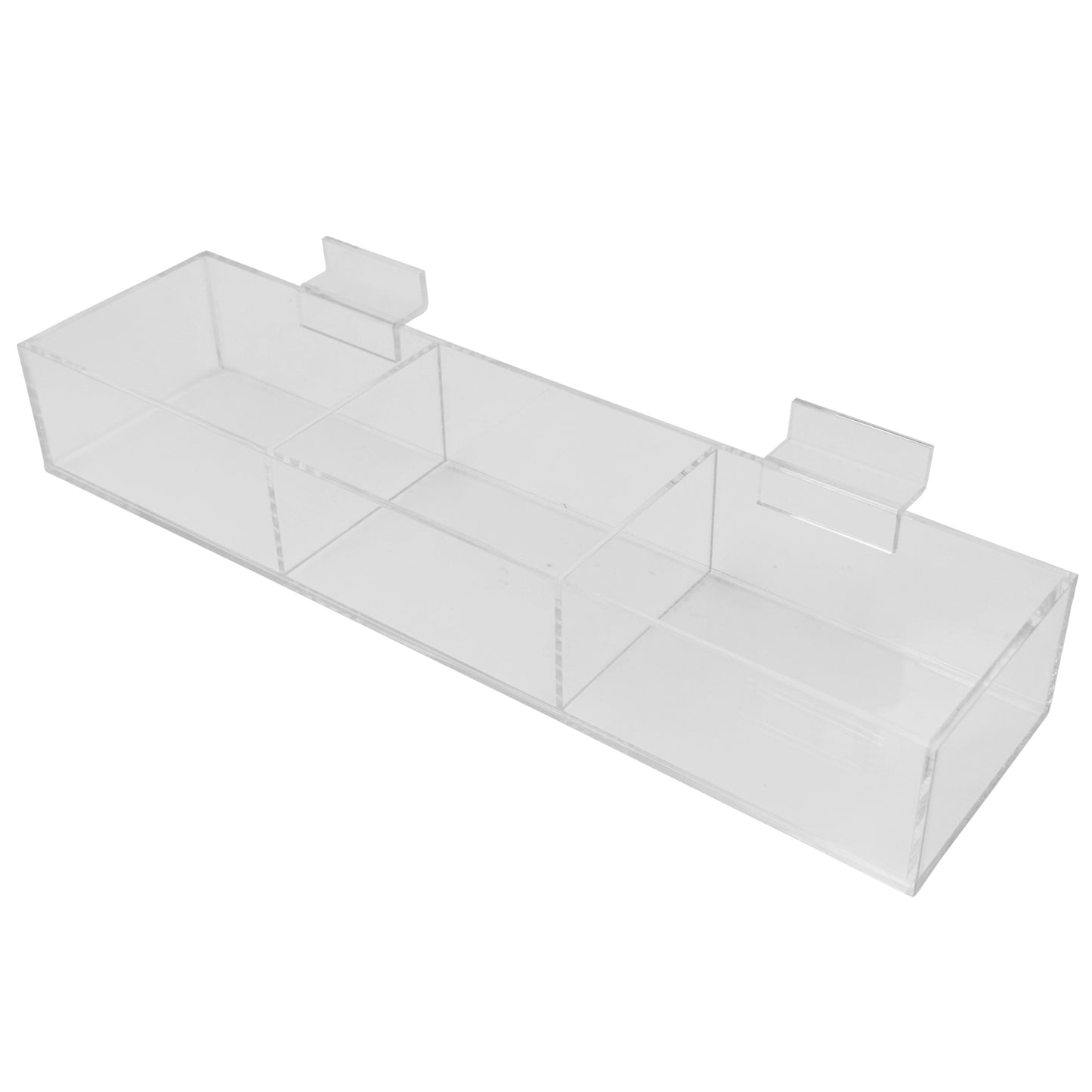 Acrylic Slatwall Display Bin – Multi-Compartment 2.25” Deep