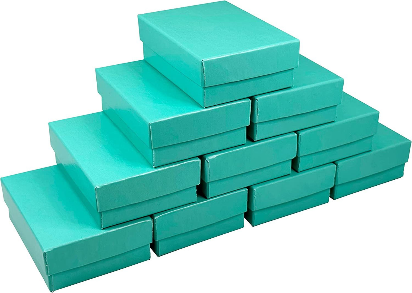 N’icePackaging – 100 Qty - Aqua Blue Cotton Filled Gift Boxes - Size 2 7/16" x 1 5/8" x 13/16" - USA Made - Holidays/Birthdays/Sales/Storage/Display/Travel