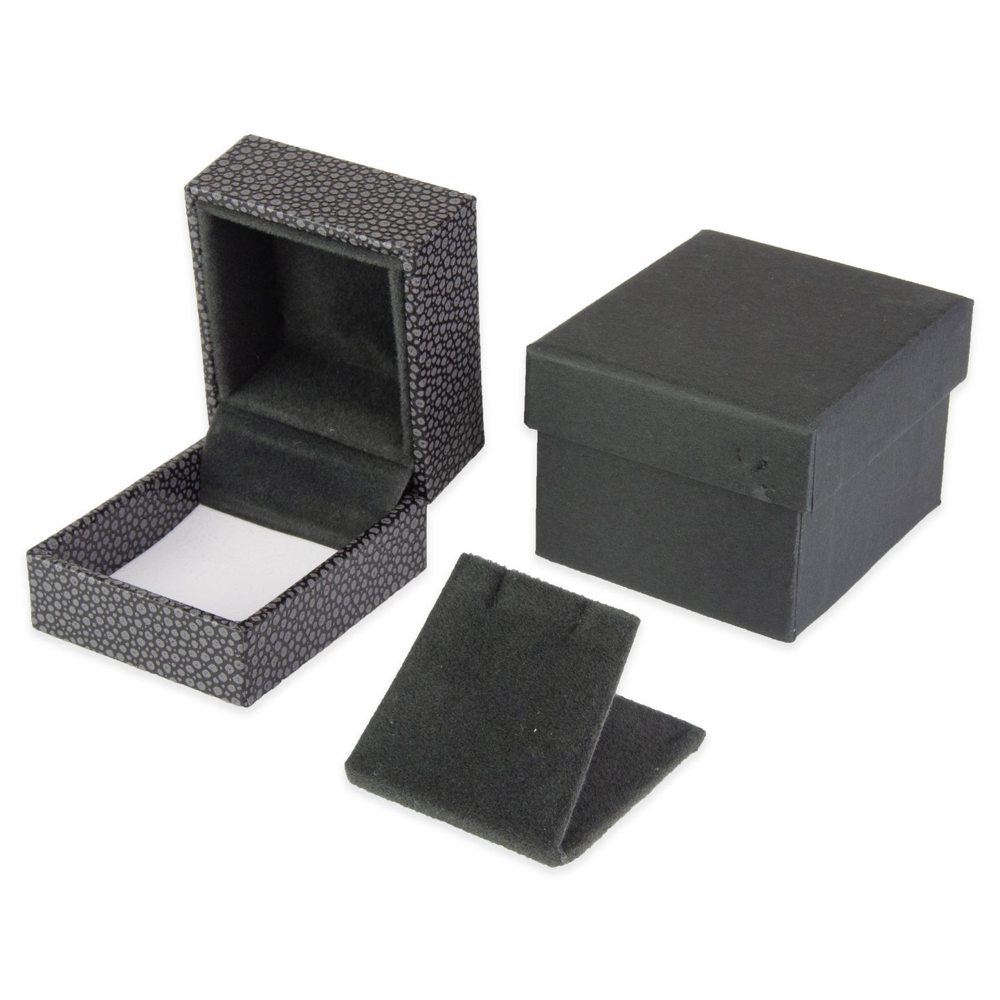 Grey Shagreen Embossed Jewelry Box w/ Matte-Black Packer Box