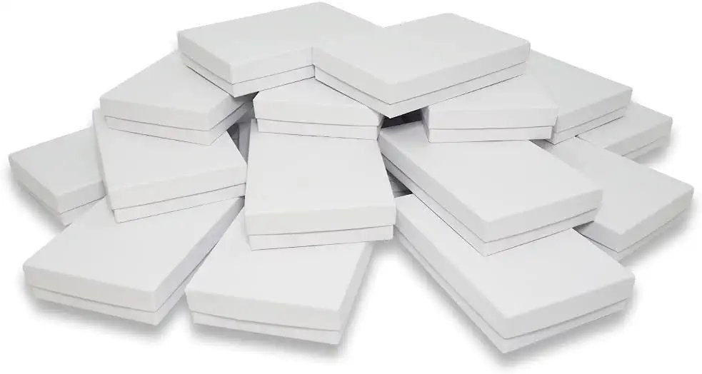 N'icePackaging - Matte-White Kraft Cotton Filled Gift Boxes - Size 5 7/16" x 3 1/2" x 1" - USA Made - Stampable -Holidays/Birthdays/Sales/Storage/Display/Travel