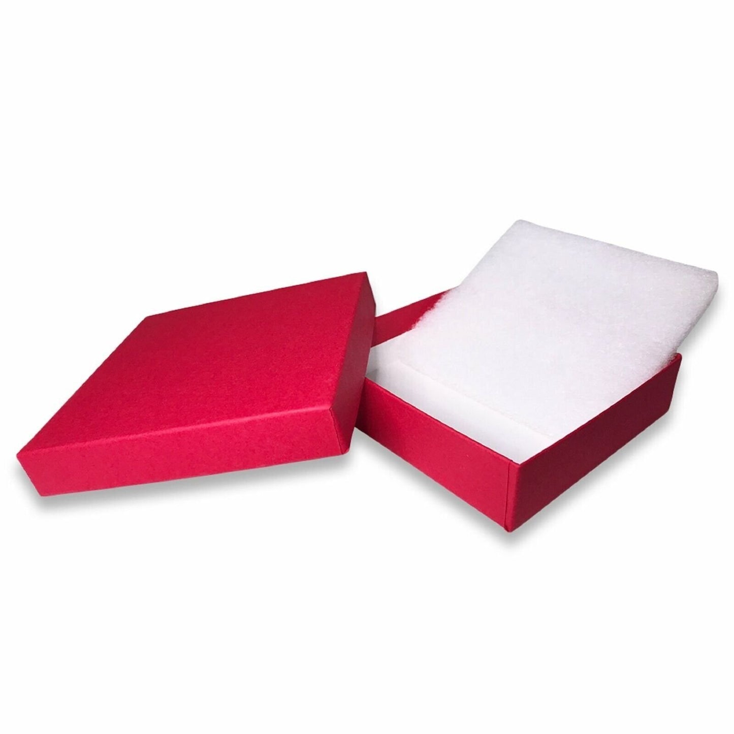 Made in the USA Red Cotton Filled Boxes - 3 1/2” x 3 1/2” x 7/8”