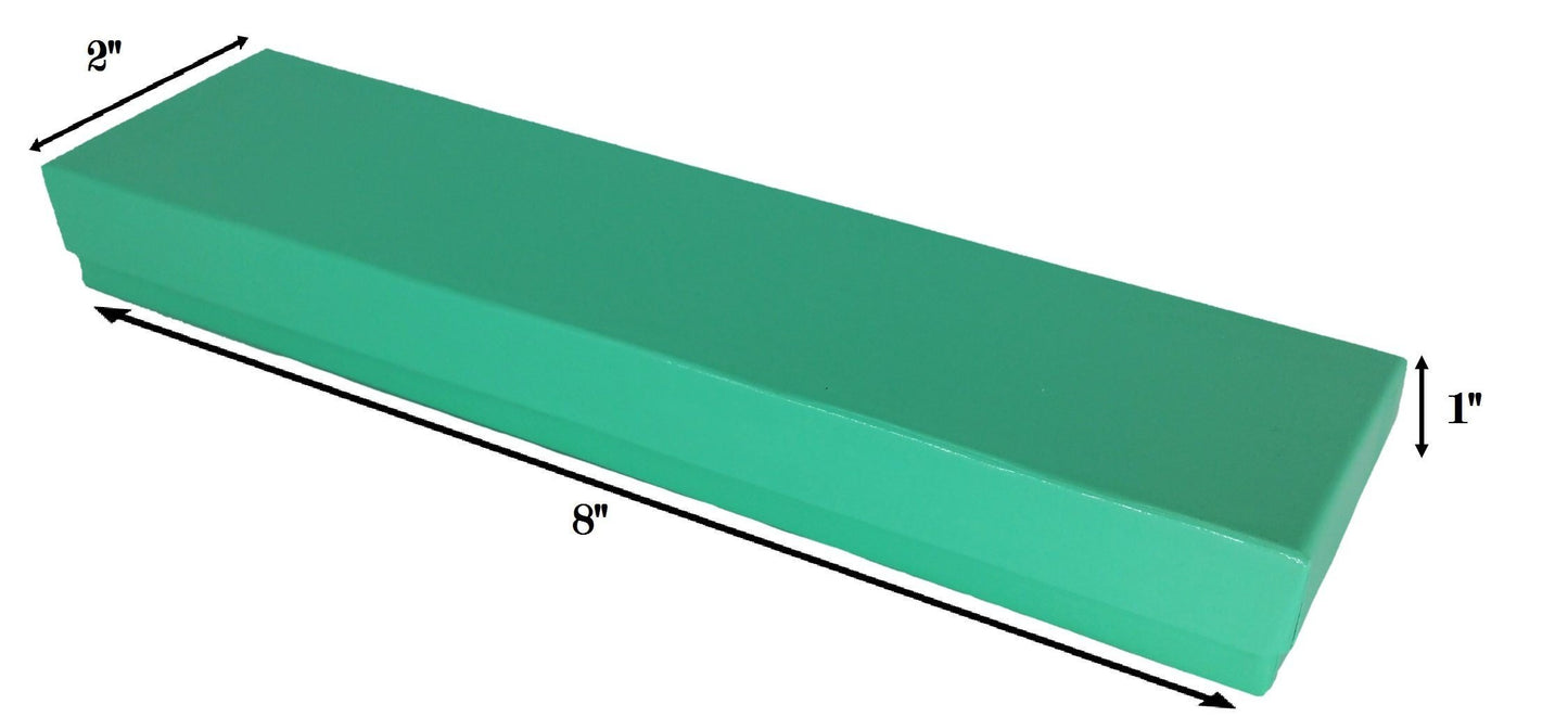 N'icePackaging – Imported Teal Blue Cotton Filled Gift Boxes - for Bracelets/Watches & Thin Necklaces - 8" x 2" x 1"