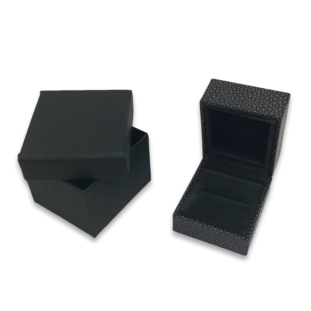 Grey Shagreen Embossed Jewelry Box w/ Matte-Black Packer Box