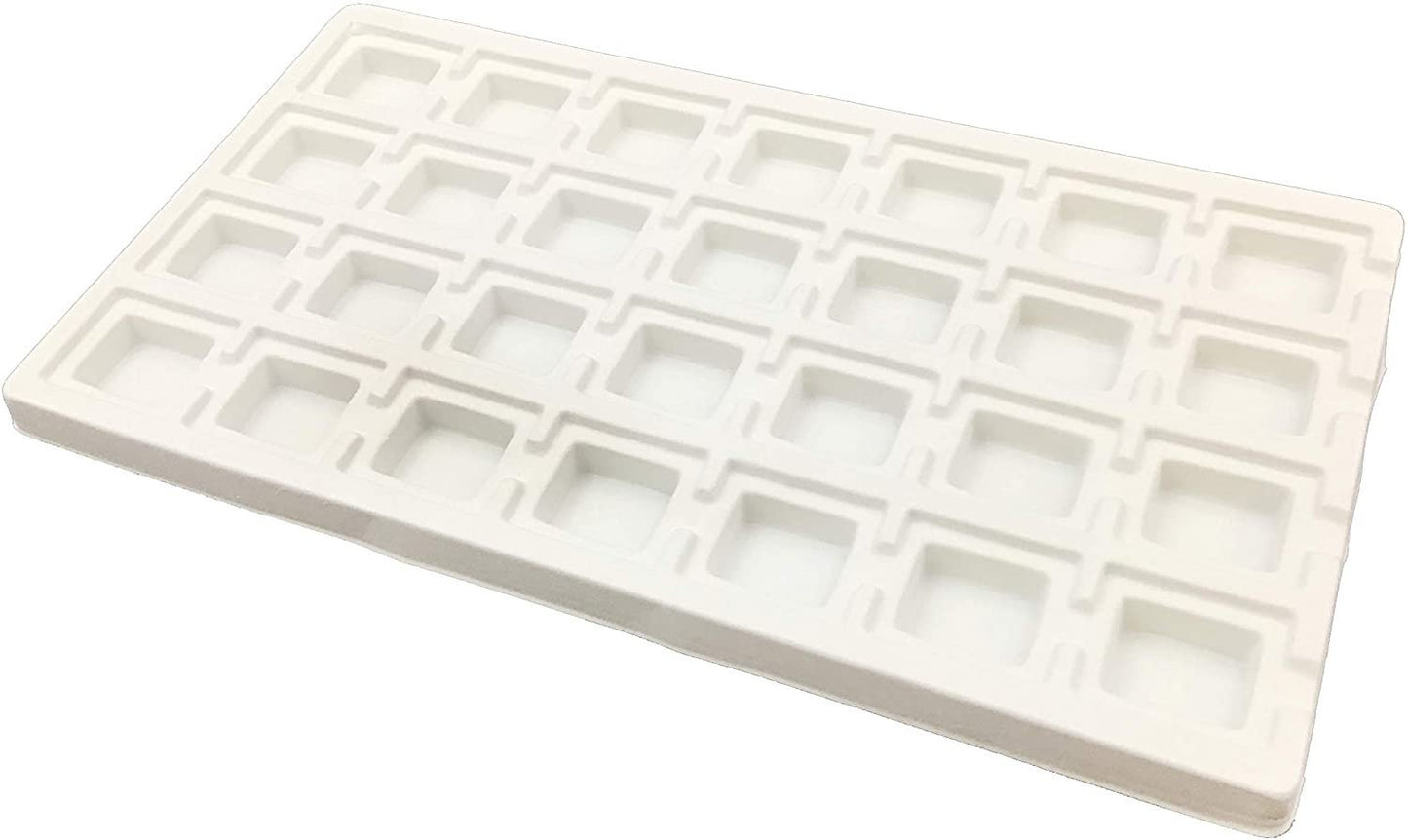 N'icePackaging 6 Qty Ivory-Tusk White 28 Earring Slot Flocked Storage Tray Inserts - for Merchandise Jewelry & Organization