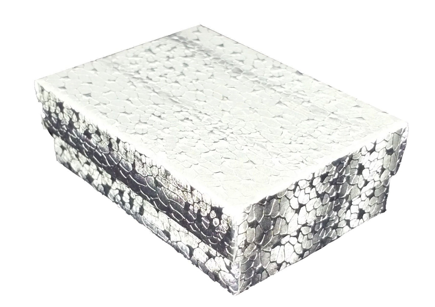 Silver Textured Cotton Filled Gift Boxes - 3 1/4" x 2 1/4" x 1"