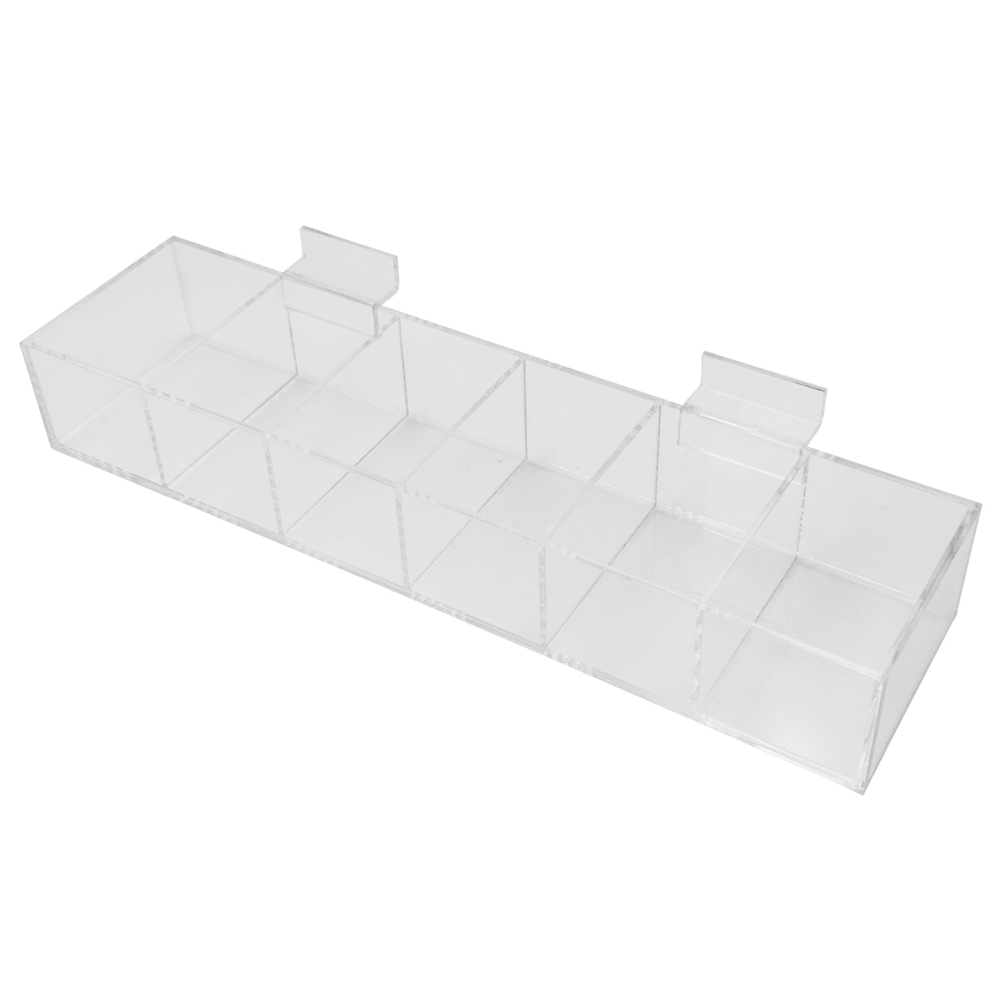 Acrylic Slatwall Display Bin – Multi-Compartment 2.25” Deep