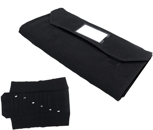 Deluxe Midnight Black Velvet 16 Snap Chain Jewelry Rolls w/ID Window – for Sales/Travel/Storage/Organization
