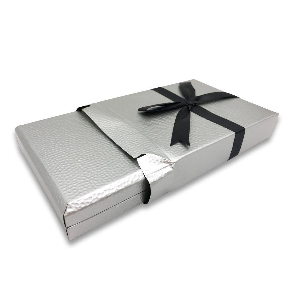 N'icePackaging - 3 Qty - Pre-Wrapped Paper Jewelry Gift Box with Pre-Folded Bow-Tie Sleeve and Velvet Insert (Copper OR Silver)