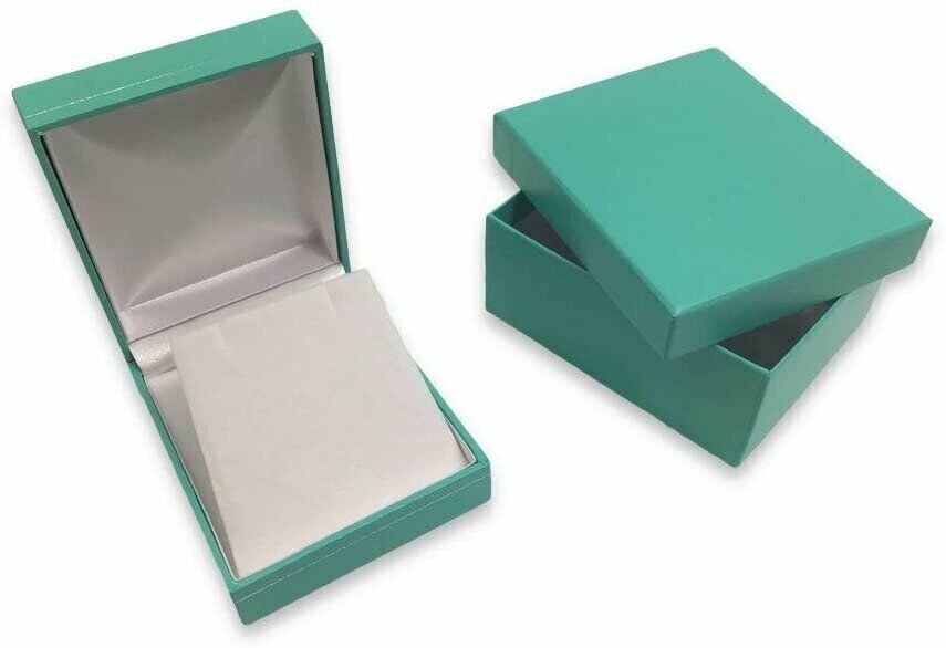 1 Qty - Teal Blue faux leatherette Single Ring Jewelry Box w/ matching packer...