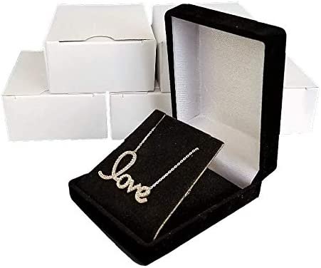 N'icePackaging - 1 Qty Elegant 2-Piece Ivory Pinstripe Pendant Jewelry Gift Box w/ Cream Insert a pre-affixed Light Golden Ribbon