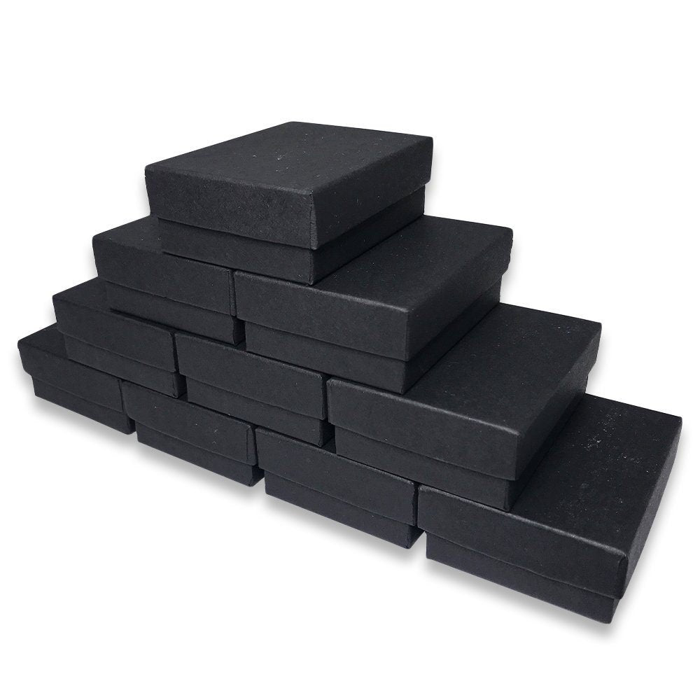 N'icePackaging - Black-Kraft Cotton Filled Gift Boxes - Size 3" x 2 1/8" x 1" - USA Made - Sales/Gifts/Storage - N'icePackaging