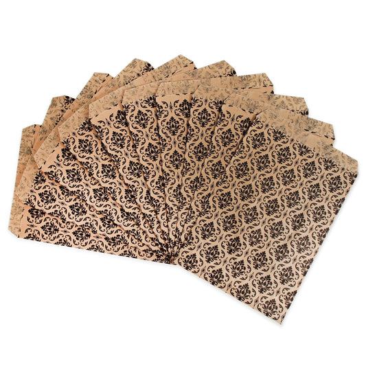 N'icePackaging - 100 Qty Decorative Flat Paper Gift Bags - Damask Pattern Bags - for Sales/Treats/Parties Cookies/Gifts