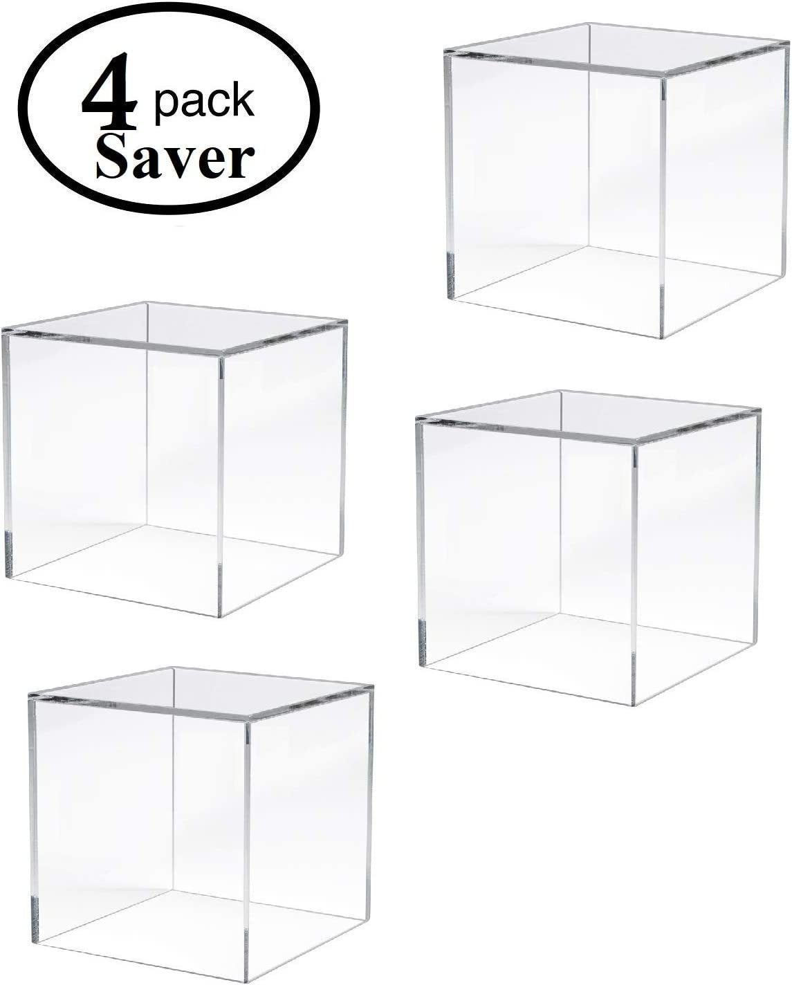 4 Pieces Acrylic Cube with 5 Solid Sides - 5" x 5" x 5"