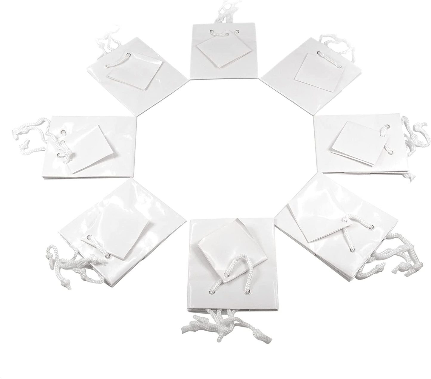 10 Qty – Glossy White Paper Tote Gift Bags – For Birthdays, Holidays, Gifts, and more.