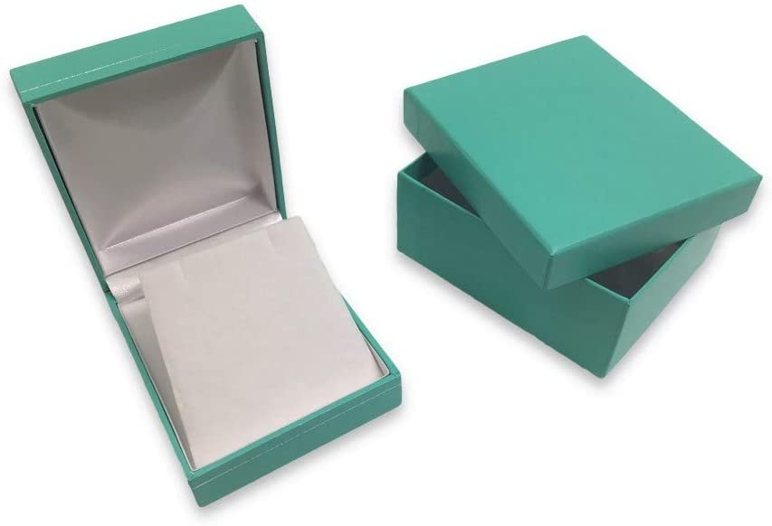 N'icePackaging - 1 Qty Teal-Blue Leatherette Classice Earring Jewelry Gift Box w/ White Velvet Insert