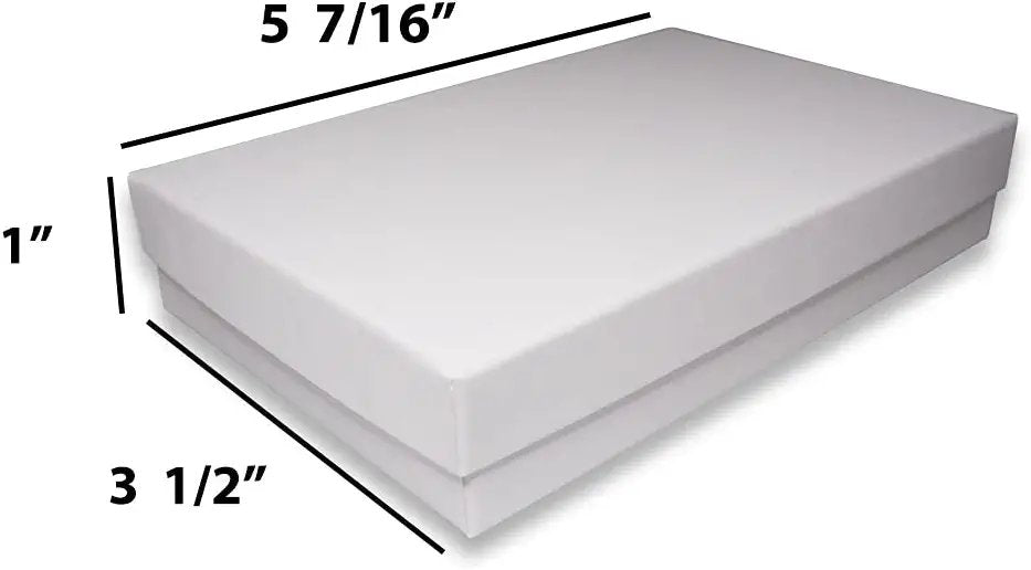 N'icePackaging - Matte-White Kraft Cotton Filled Gift Boxes - Size 5 7/16" x 3 1/2" x 1" - USA Made - Stampable -Holidays/Birthdays/Sales/Storage/Display/Travel