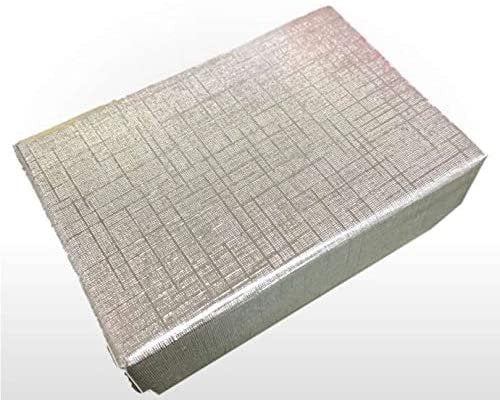 N'icePackaging - 100 Qty Silver Linen Imported Cotton Filled Necklace Jewelry Boxes - for Most Necklaces & Small Jewelry Combinations - 6 1/8" x 5 1/8" x 1 1/8"