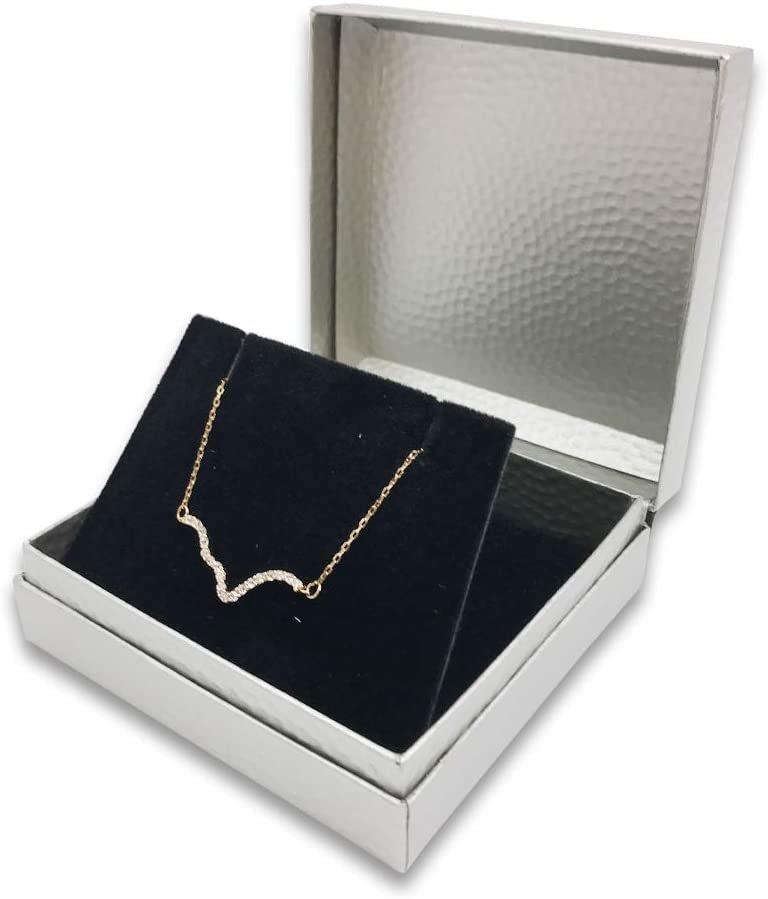 N'icePackaging - 1 Qty Elegant 2-Piece Ivory Pinstripe Pendant Jewelry Gift Box w/ Cream Insert a pre-affixed Light Golden Ribbon