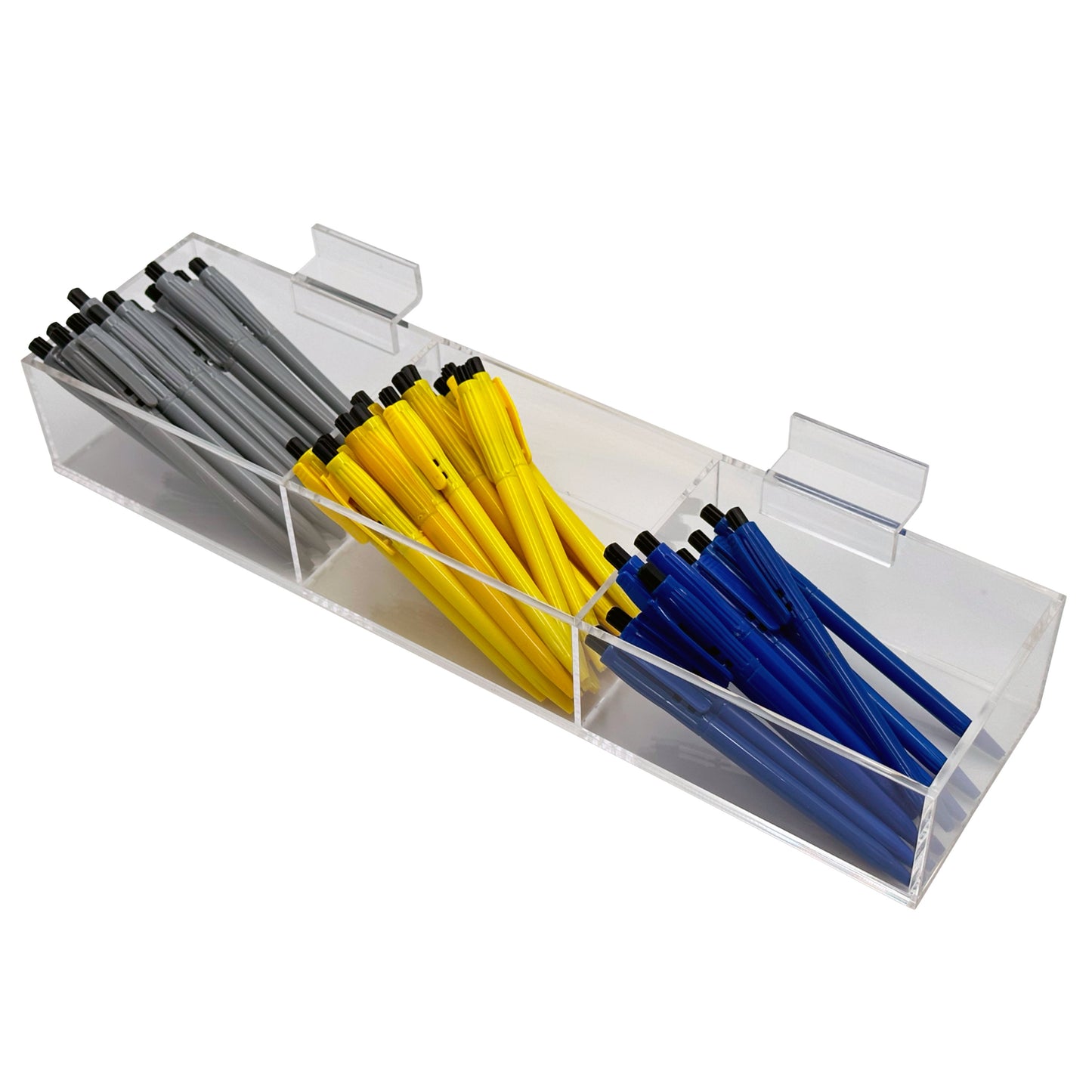 Acrylic Slatwall Display Bin – Multi-Compartment 2.25” Deep