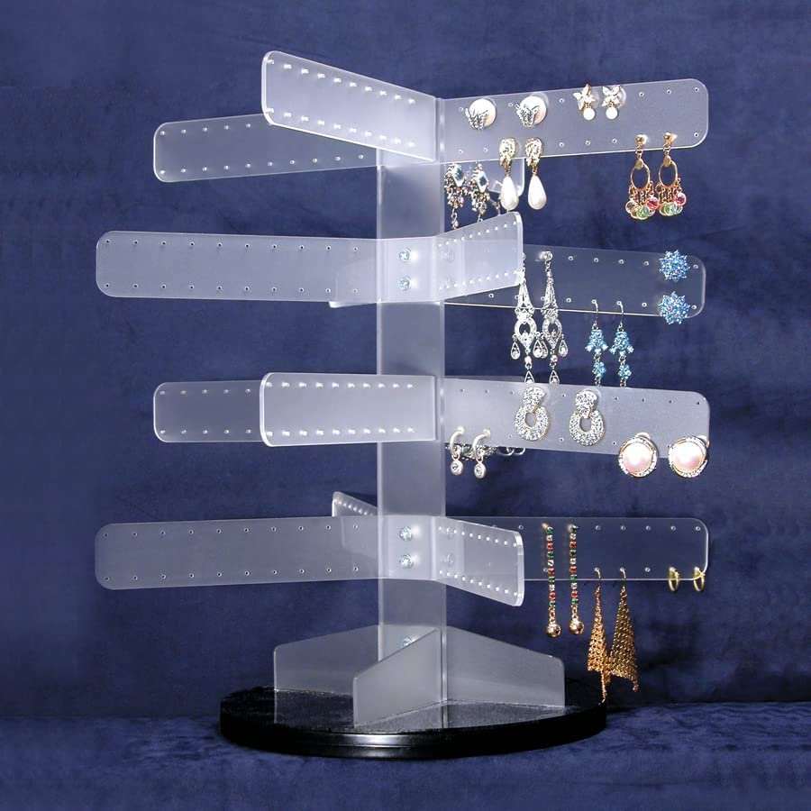 N N’icePackaging – 13.5” Rotating Acrylic Earring Tree Stand – 360 degree rotation – 160 Pair Earring Capacity – For Sales / Showcases / Displays / Tradeshows