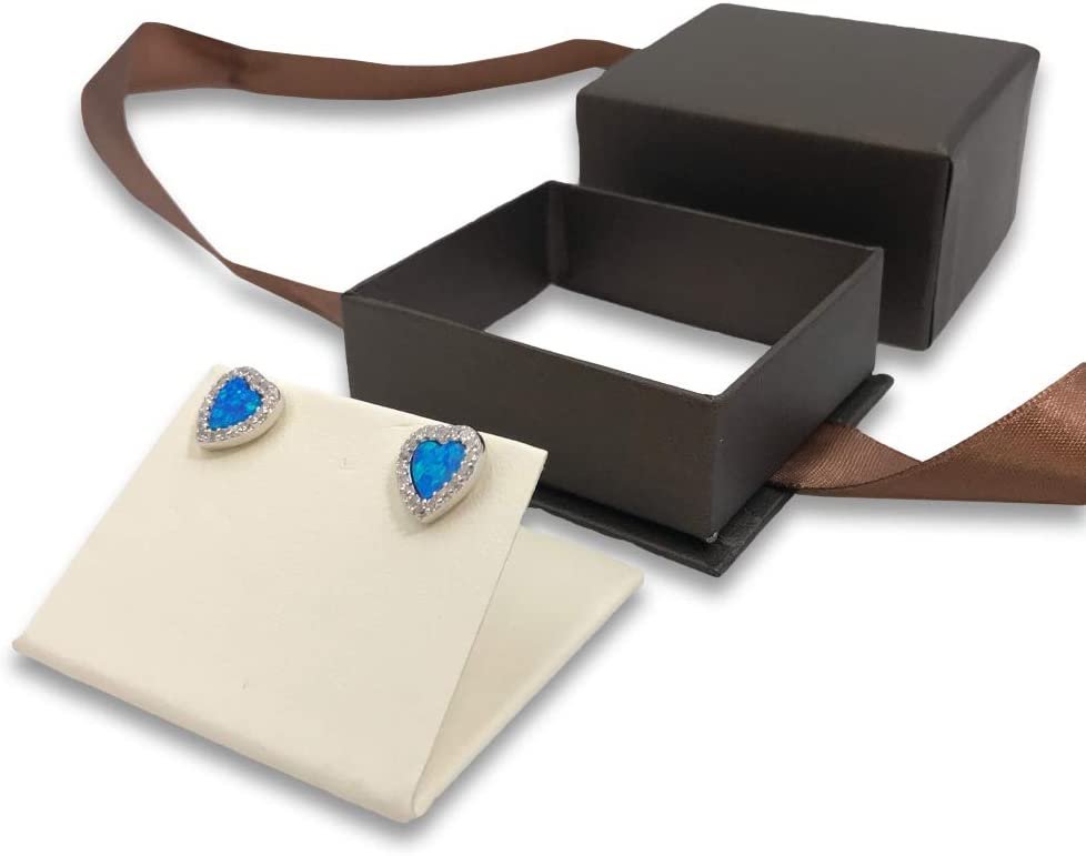 N'icePackaging - 1 Qty Teal-Blue Leatherette Classice Earring Jewelry Gift Box w/ White Velvet Insert