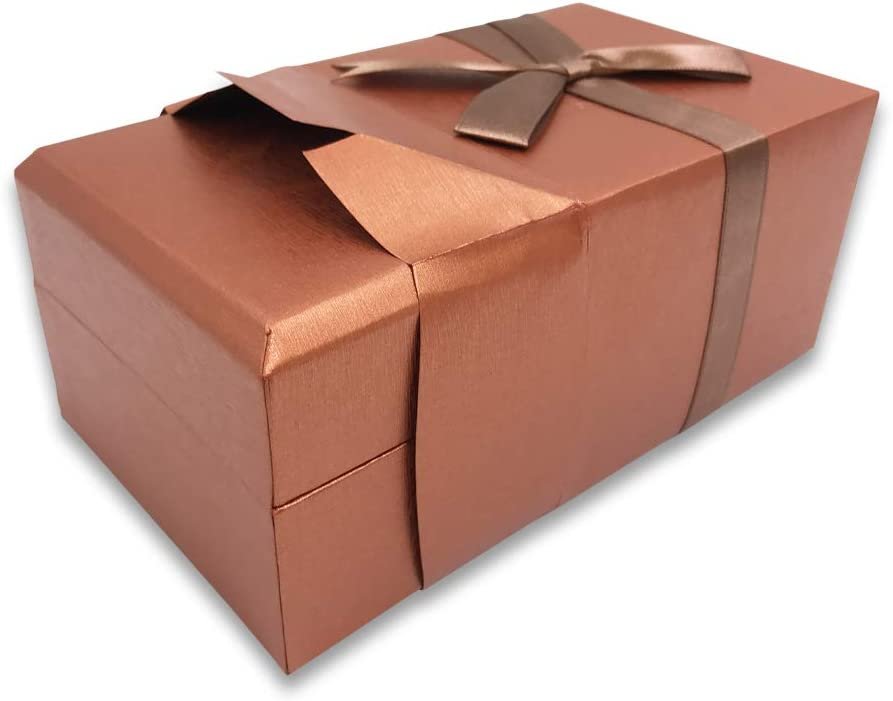 N'icePackaging - 3 Qty - Pre-Wrapped Paper Jewelry Gift Box with Pre-Folded Bow-Tie Sleeve and Velvet Insert (Copper OR Silver)