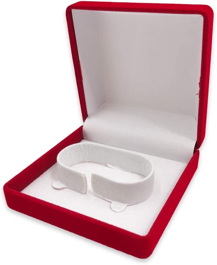N'icePackaging - 1 Qty - Premium Flocked Velour Jewelry Box - For Rings / Bracelets / Bangles / Earrings / Watches