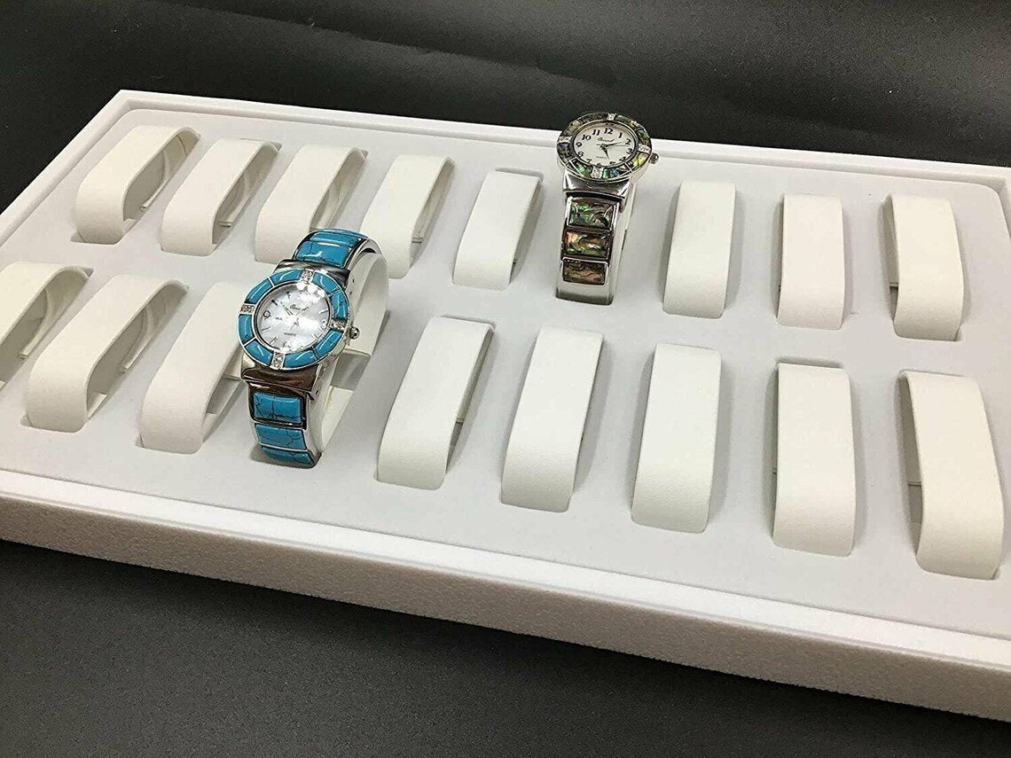 18 Slot Watch & Bangle Display Tray w/Removable Collars - For Sales/Storage/Travel/Organization/Display