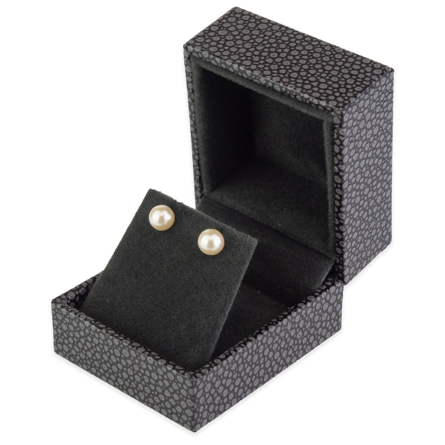 Grey Shagreen Embossed Jewelry Box w/ Matte-Black Packer Box