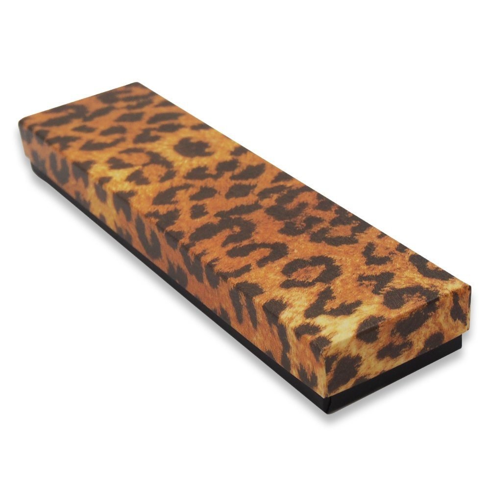 Leopard Pattern Cotton Filled Jewelry Gift Boxes