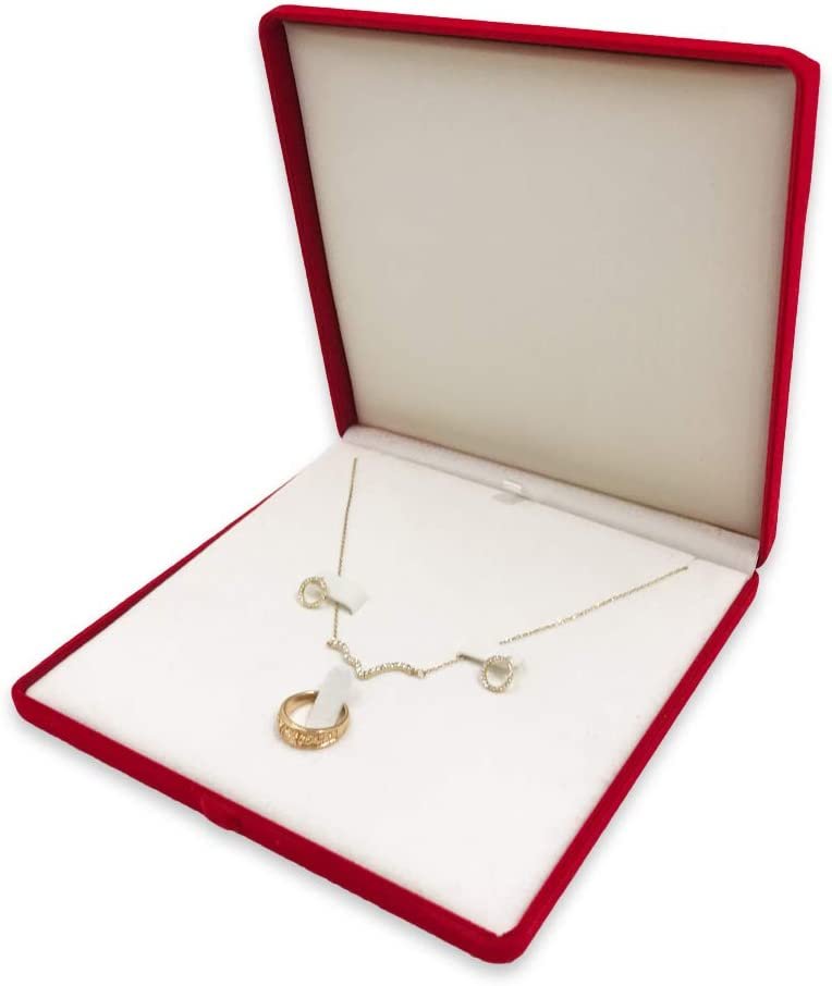 N'icePackaging - 1 Qty - Premium Flocked Velour Jewelry Box - For Rings / Bracelets / Bangles / Earrings / Watches