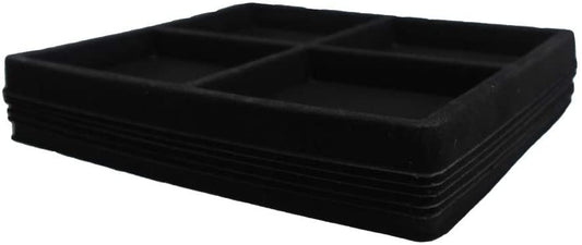 N'icePackaging - 4 Slot (3 3/8" x 2 7/8") Flocked Storage Tray Inserts - for Merchandise Jewelry & Organization - 6 3/4" x 7 5/8" x 1/2"