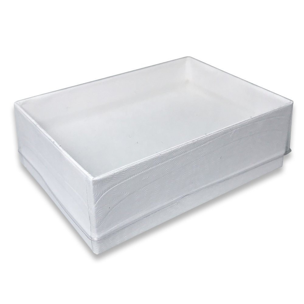 N'icePackaging - USA Manufactured White-Swirl Cotton Filled Gift Boxes w/Clear Plastic Top - Size 3" x 2 1/8" x 1"