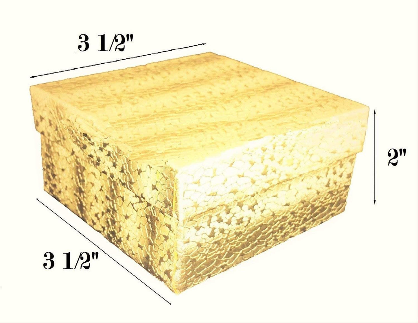 N'icePackaging - 100 Qty Gold Textured Imported Cotton Filled Large Bangle Jewelry Boxes - for Large Bangles/Watches/Large Bracelets - 3 3/4" x 3 3/4" x 2"