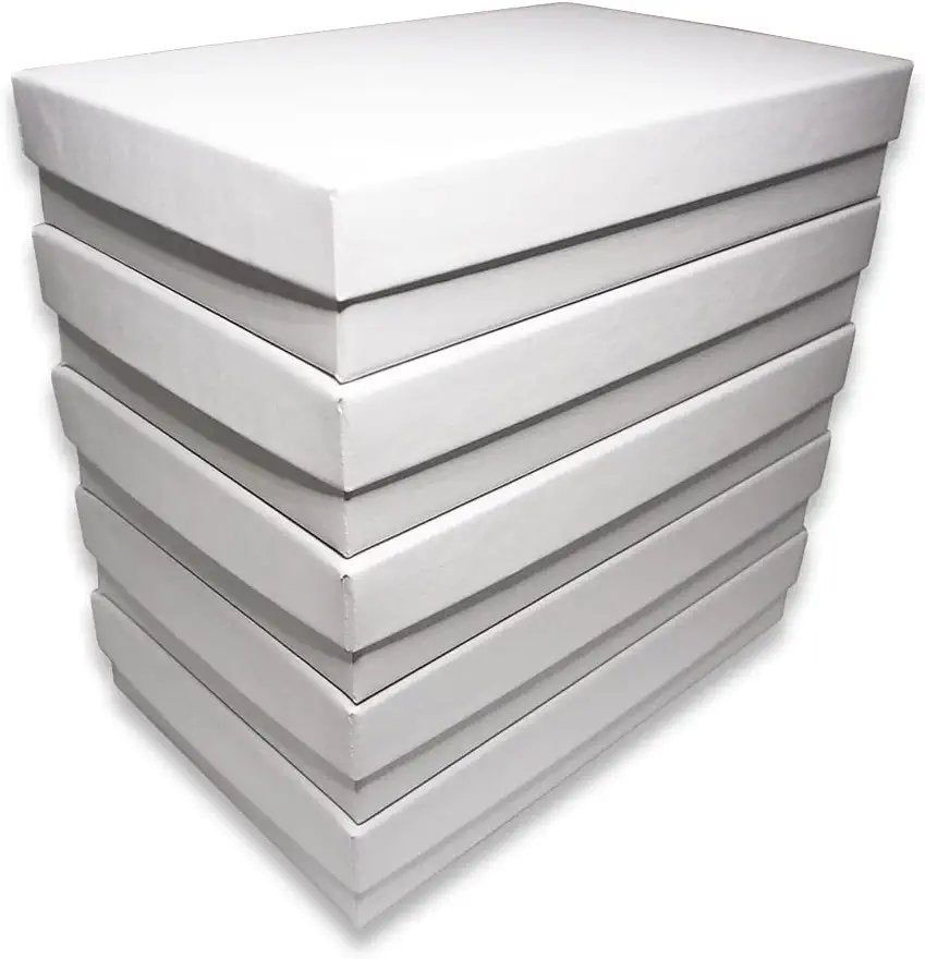 N'icePackaging - Matte-White Kraft Cotton Filled Gift Boxes - Size 5 7/16" x 3 1/2" x 1" - USA Made - Stampable -Holidays/Birthdays/Sales/Storage/Display/Travel