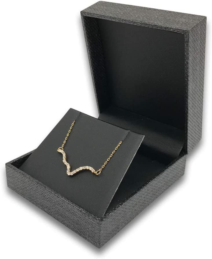 N'icePackaging - 1 Qty Elegant 2-Piece Ivory Pinstripe Pendant Jewelry Gift Box w/ Cream Insert a pre-affixed Light Golden Ribbon