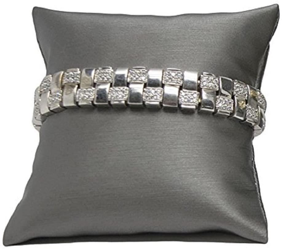 4-Pieces Bracelet Watch Pillow Jewelry Displays (4" x 4", Steel Grey Faux Leather)