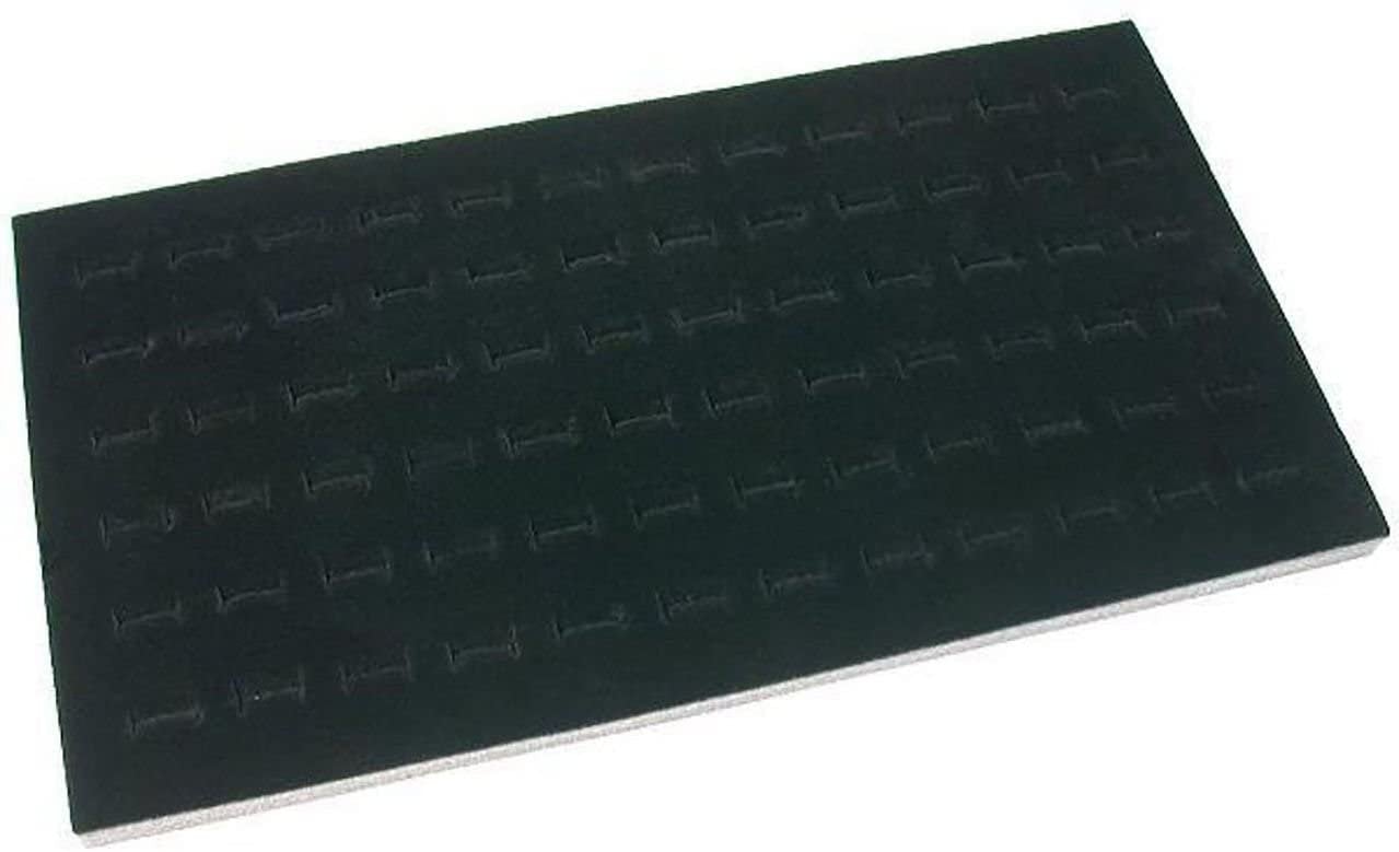 Glass Top Black Jewelry Display Case 72 Slot Compartment Ring Tray