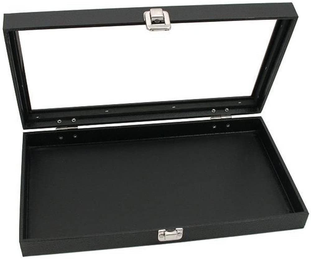 Glass Top Black Jewelry Display Case 72 Slot Compartment Ring Tray