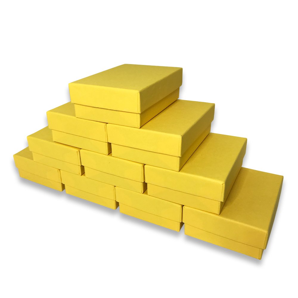 Made in the USA Yellow Kraft Cotton Filled Gift Boxes - Size 3" x 2 1/8" x 1"