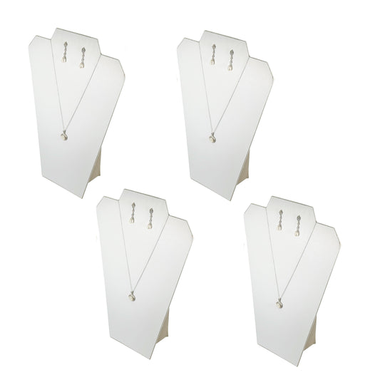White Leatherette Value Series Necklace Display Stand with Easel