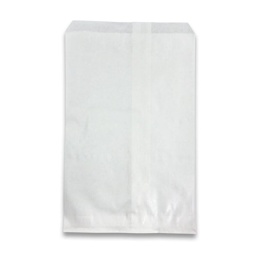 50 Bags Flat Plain Paper or Patterned Bags for candy, cookies, merchandise, pens, Party favors, Gift bags (5" x 7", Plain White)