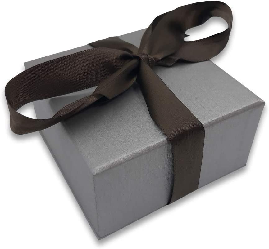 N'icePackaging - 1 Qty Elegant 2-Piece Ivory Pinstripe Pendant Jewelry Gift Box w/ Cream Insert a pre-affixed Light Golden Ribbon