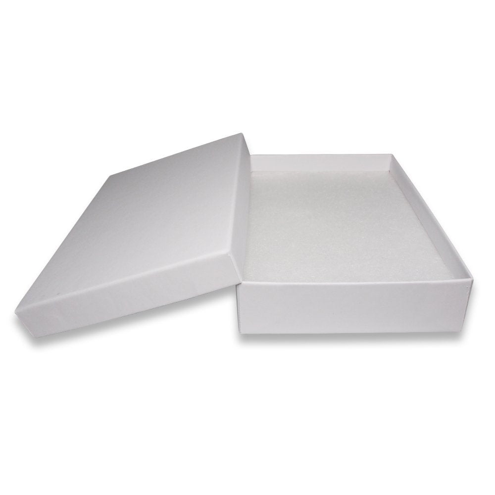 N'icePackaging - Matte-White Kraft Cotton Filled Gift Boxes - Size 5 7/16" x 3 1/2" x 1" - USA Made - Stampable -Holidays/Birthdays/Sales/Storage/Display/Travel
