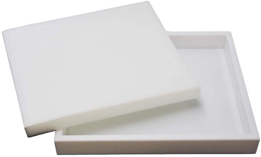 N'icePackaging 1 Qty White Plastic Jewelry Tray w/Ethereal White 36 Ct Ring Foam Insert Companion - Half Tray Size 7.25" x 8.25" x 1"