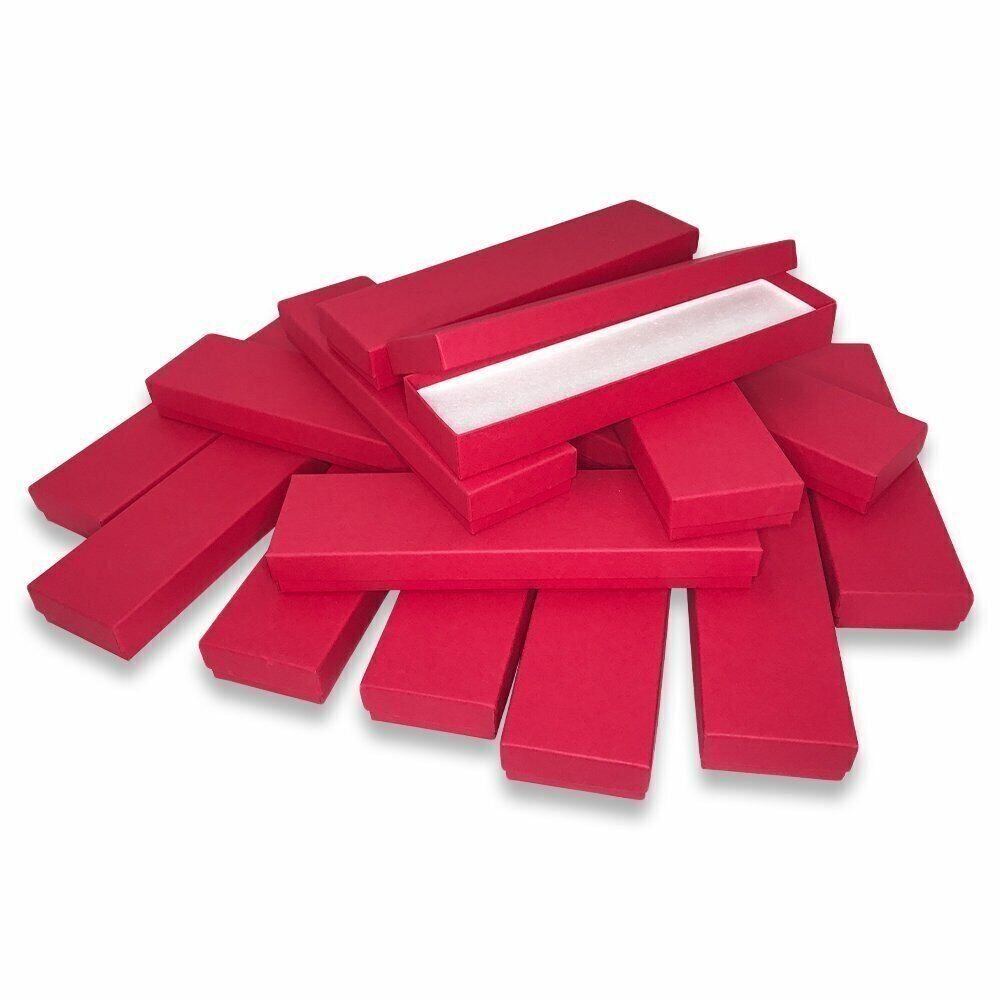 Macaw-Red Kraft Cotton Filled Gift Boxes - Size 8" x 2" x 7/8"