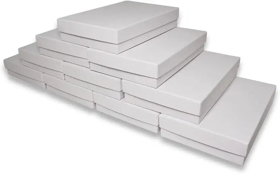 N'icePackaging - Matte-White Kraft Cotton Filled Gift Boxes - Size 5 7/16" x 3 1/2" x 1" - USA Made - Stampable -Holidays/Birthdays/Sales/Storage/Display/Travel